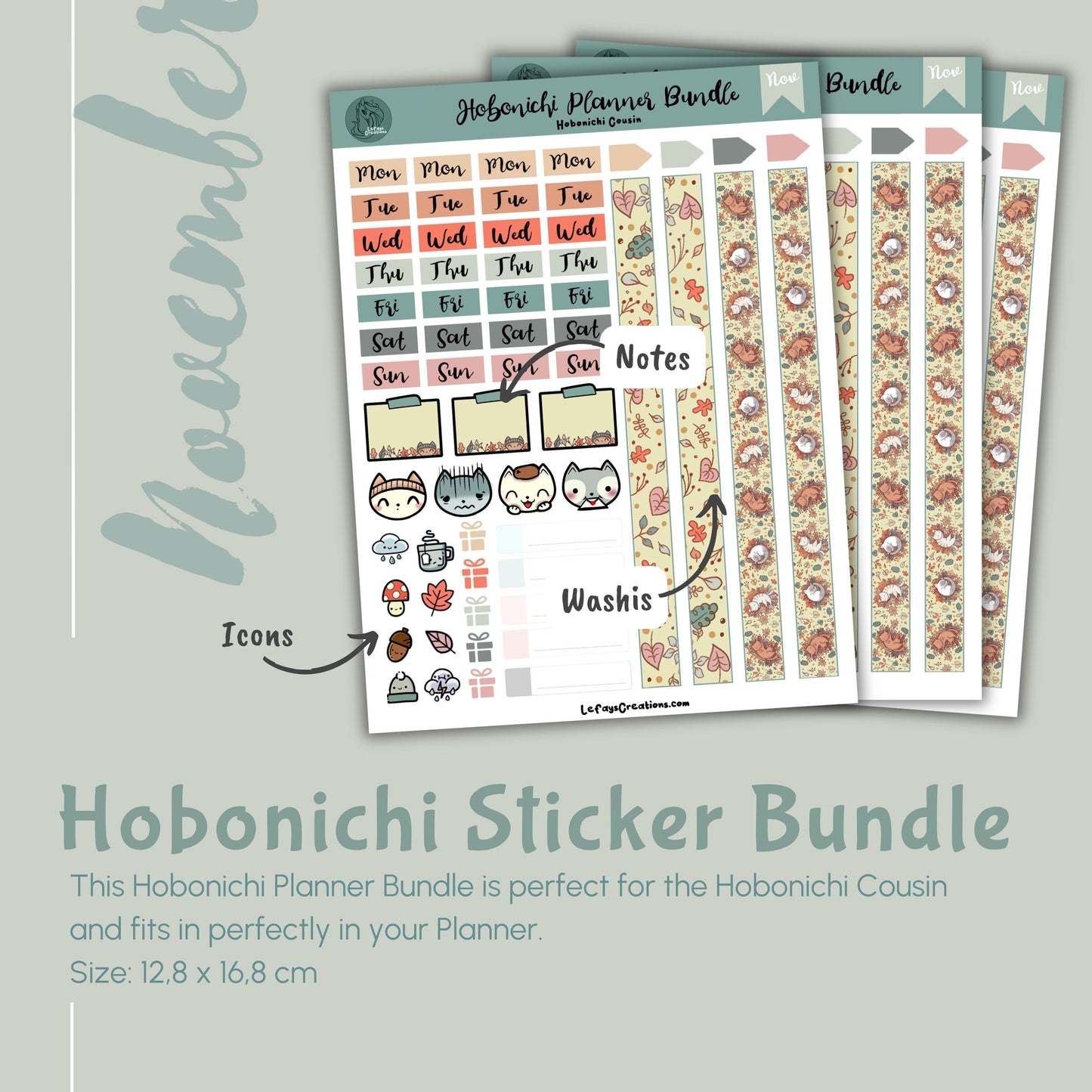 Hobonichi Cousin Sticker Bundle "November"