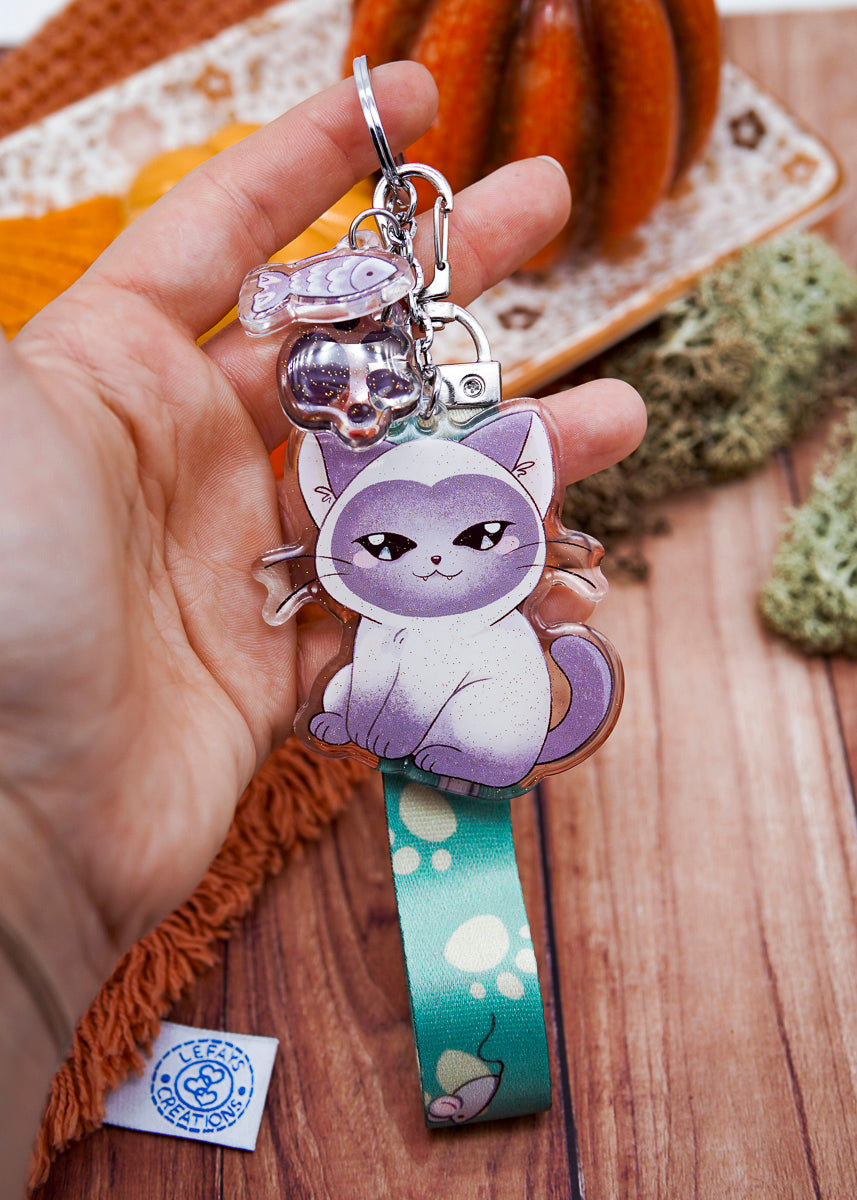 Acrylic Keychain Lanyard - "Siamese Cats"