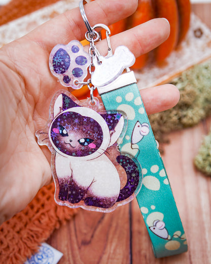 Acrylic Keychain Lanyard - "Siamese Cats"