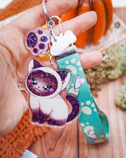 Acrylic Keychain Lanyard - "Siamese Cats"