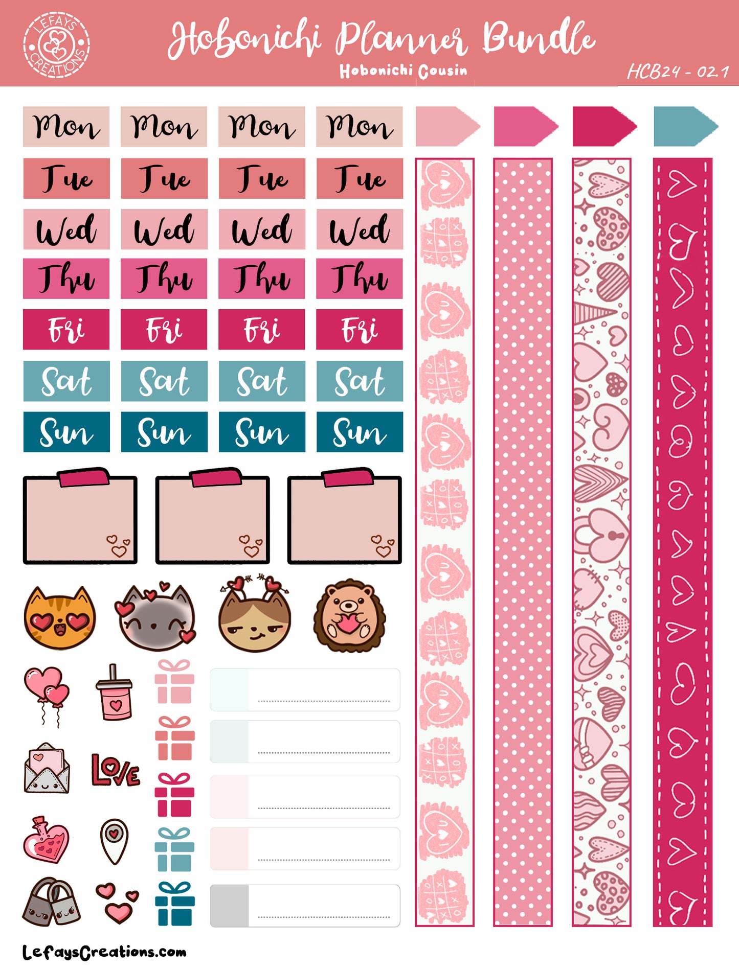 Hobonichi Cousin Sticker Bundle "February"