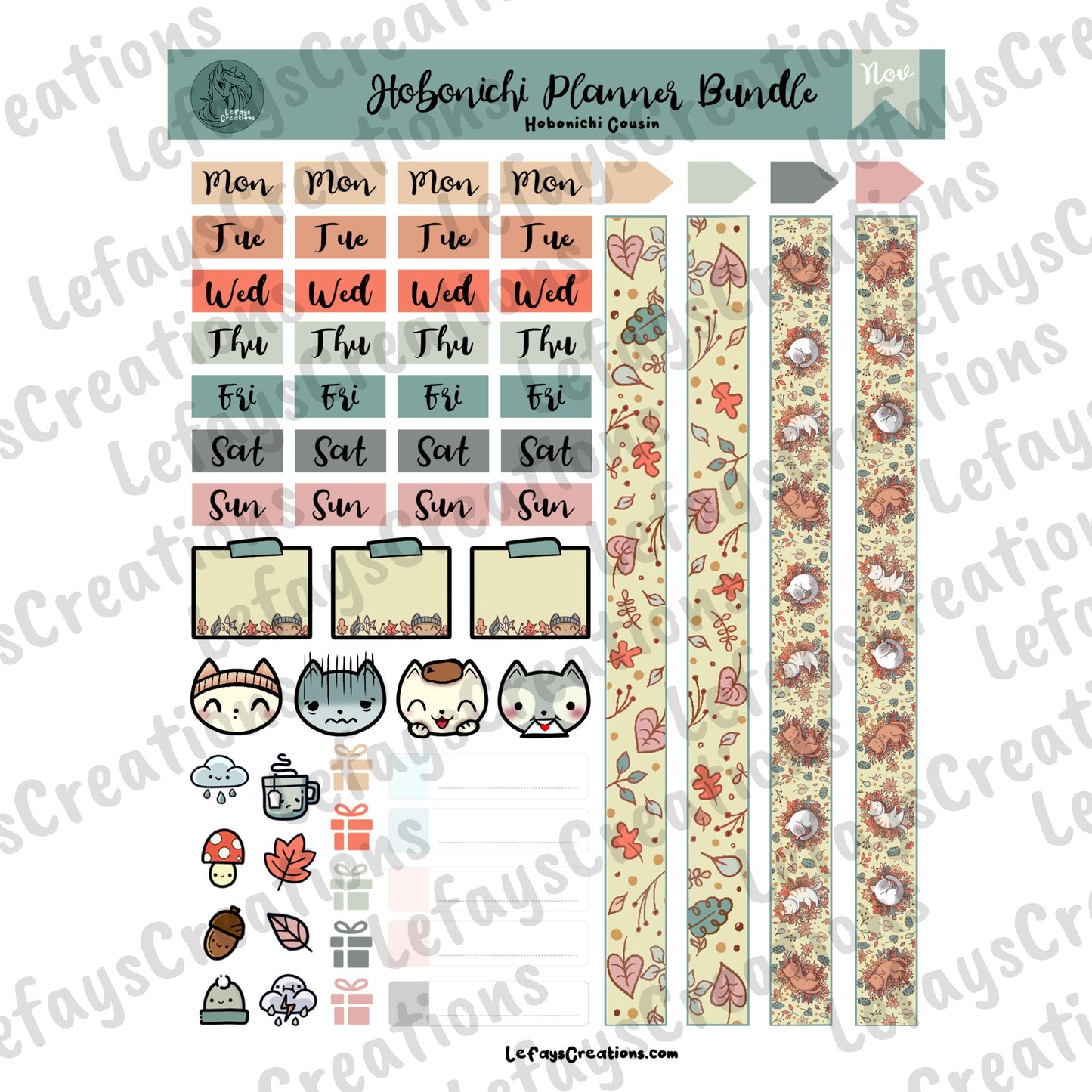 Hobonichi Cousin Sticker Bundle "November"