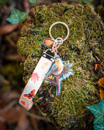 Acrylic Keychain Lanyard - "Common Birds"